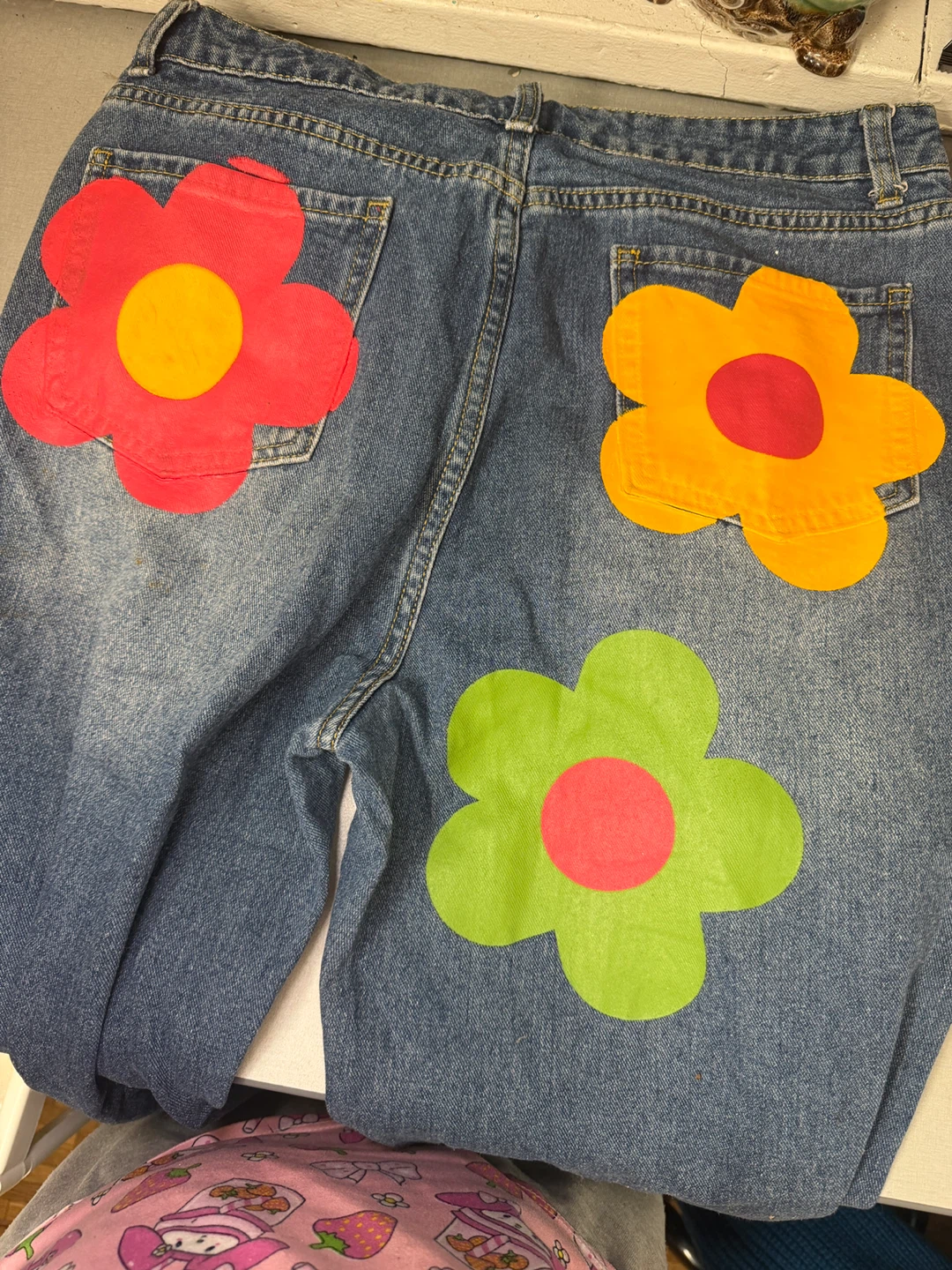 Custom Flower Patch Denim Jeans - photo 3