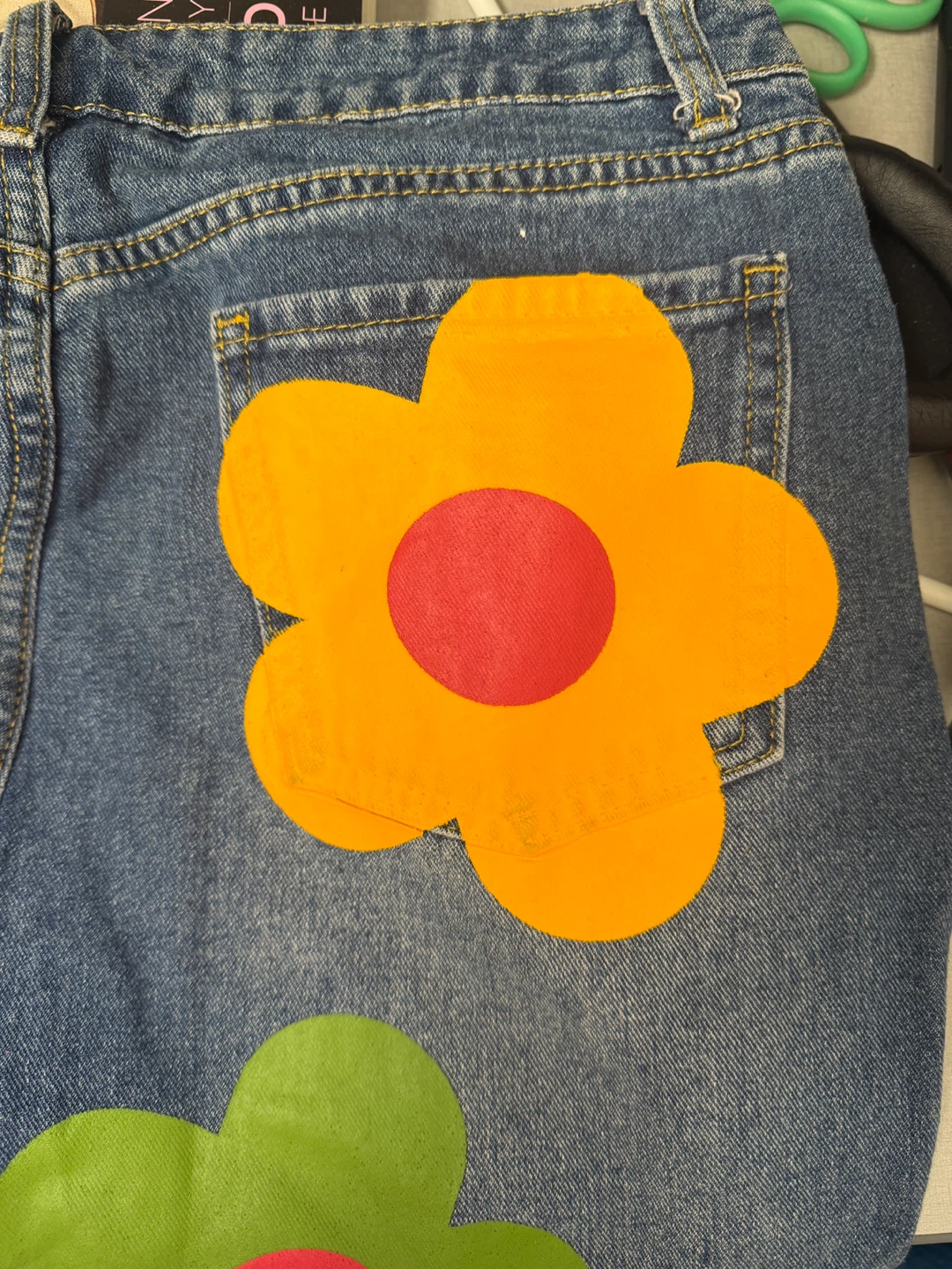 Custom Flower Patch Denim Jeans - photo 4