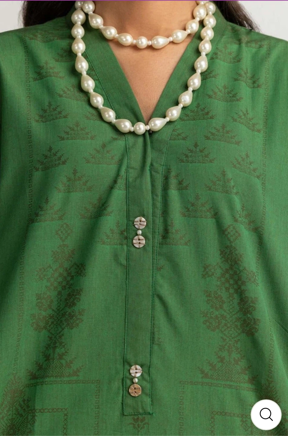 Green printed jacquard three piece lawn suit - photo 4