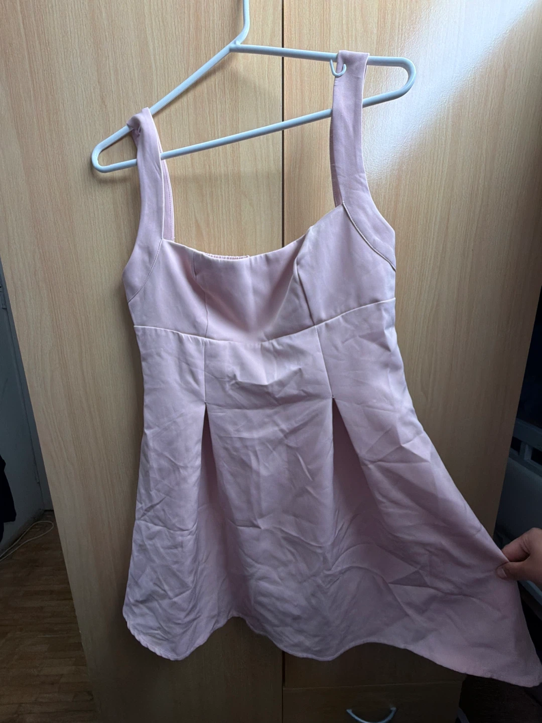 Pink Square Neck Dress shein