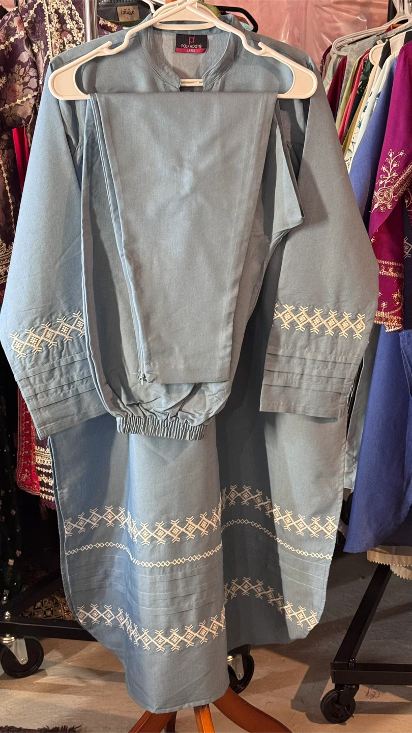 Blue Embroidered Kurti and Pants Set - photo 5