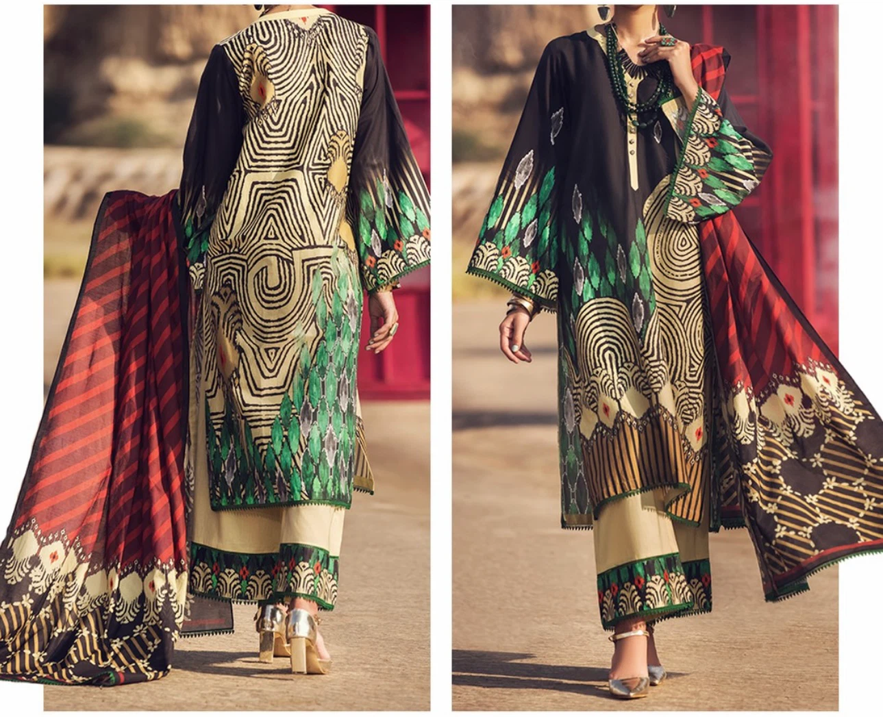 Three piece printed suit by Almirah brand