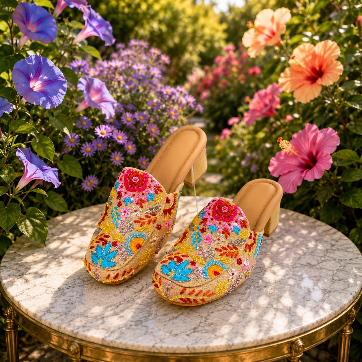 Embroidered Mules