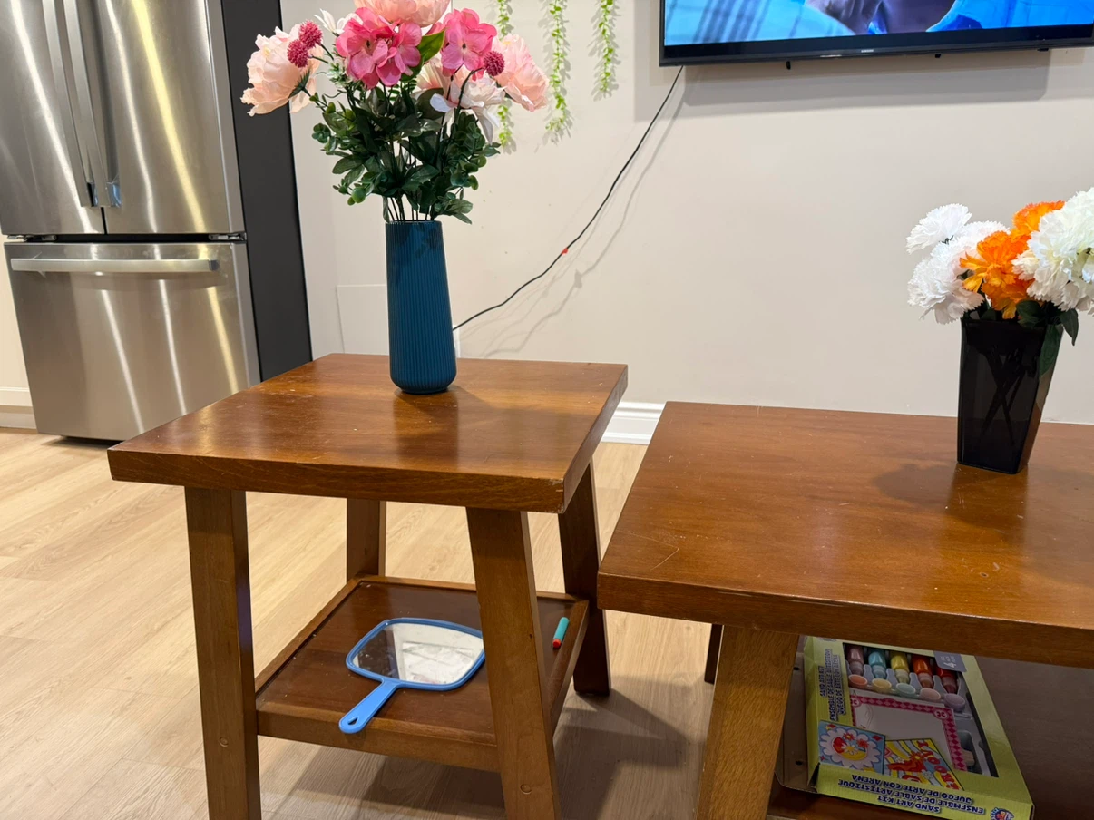 Wooden Coffee Table and End Table Set - photo 4