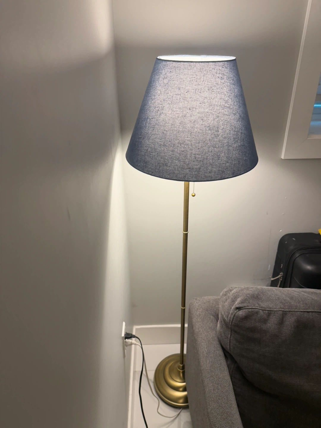 Floor Lamp with Blue Drum Shade x 2