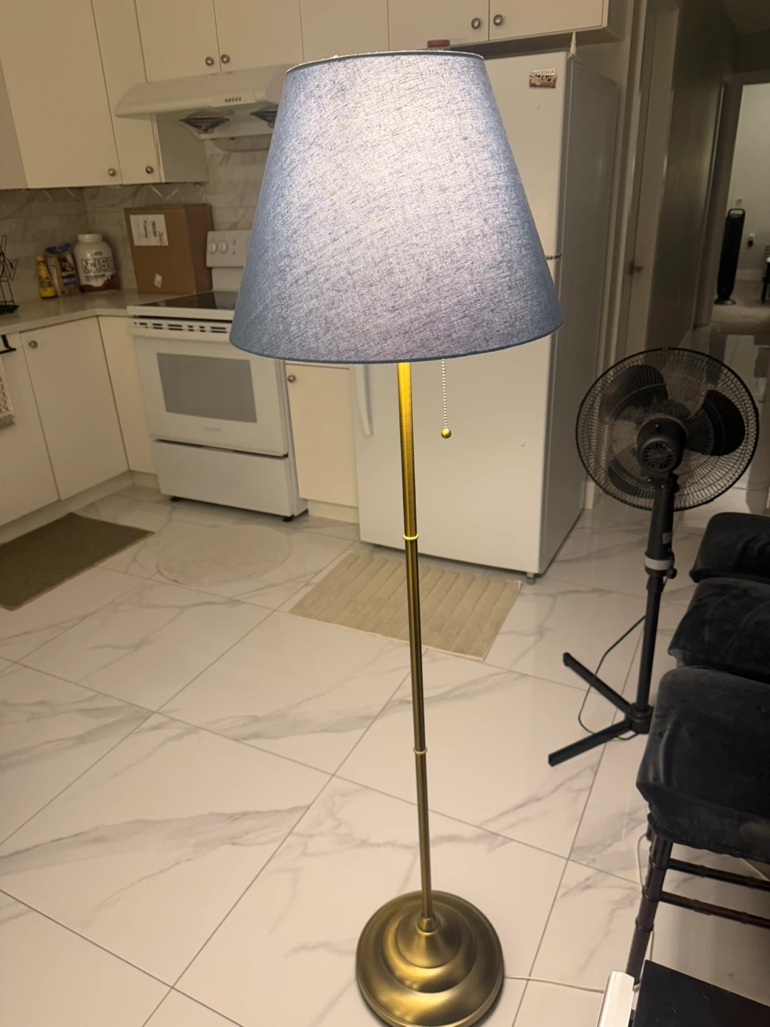 Floor Lamp with Blue Drum Shade x 2 - photo 2