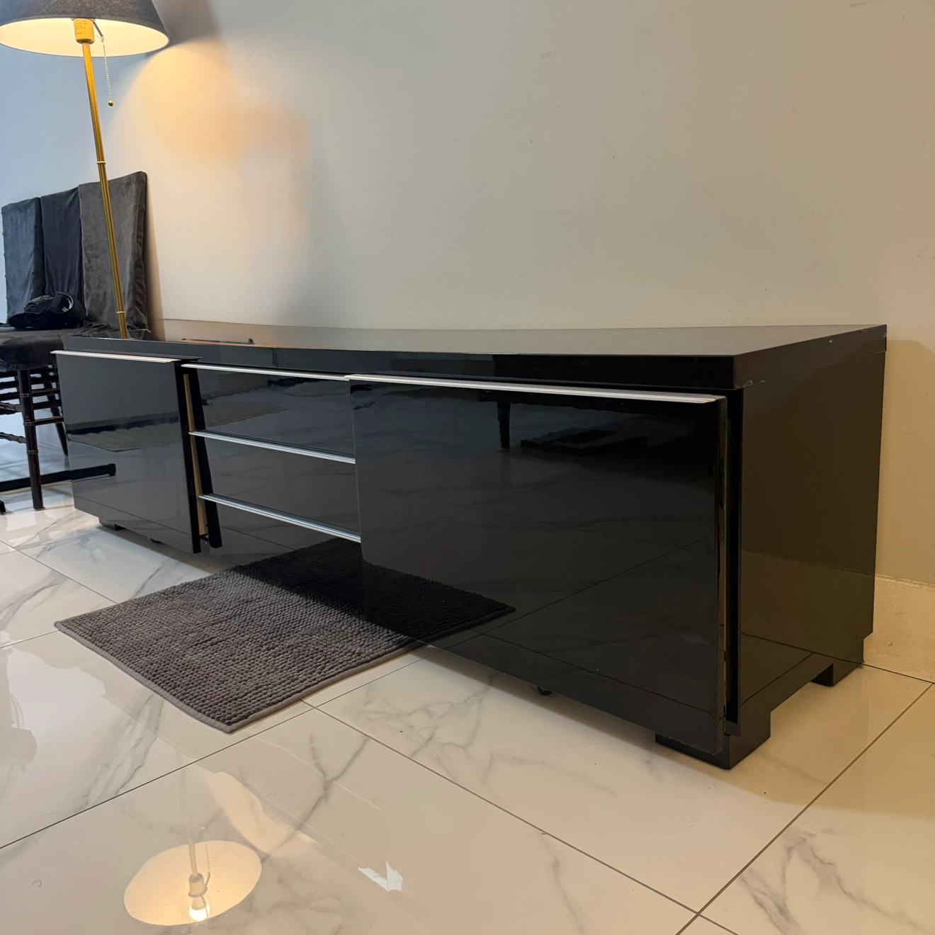 Black Media Console with Drawers and Cabinet - photo 2