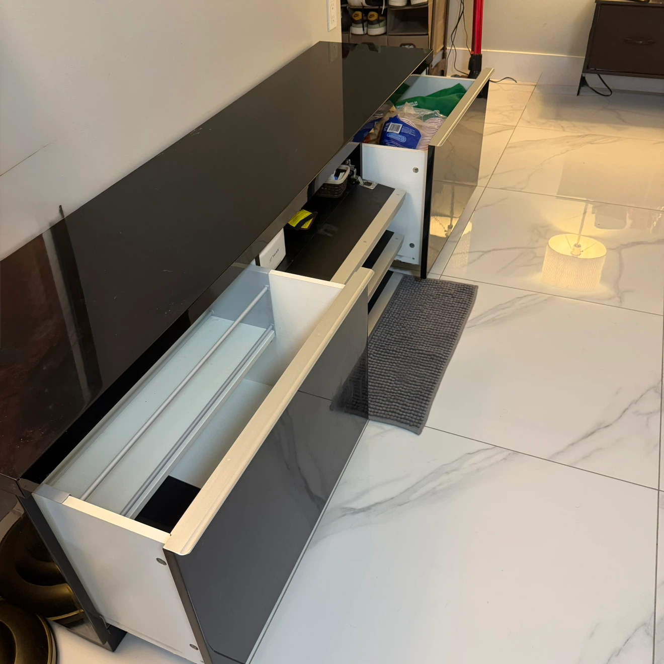 Black Media Console with Drawers and Cabinet - photo 3