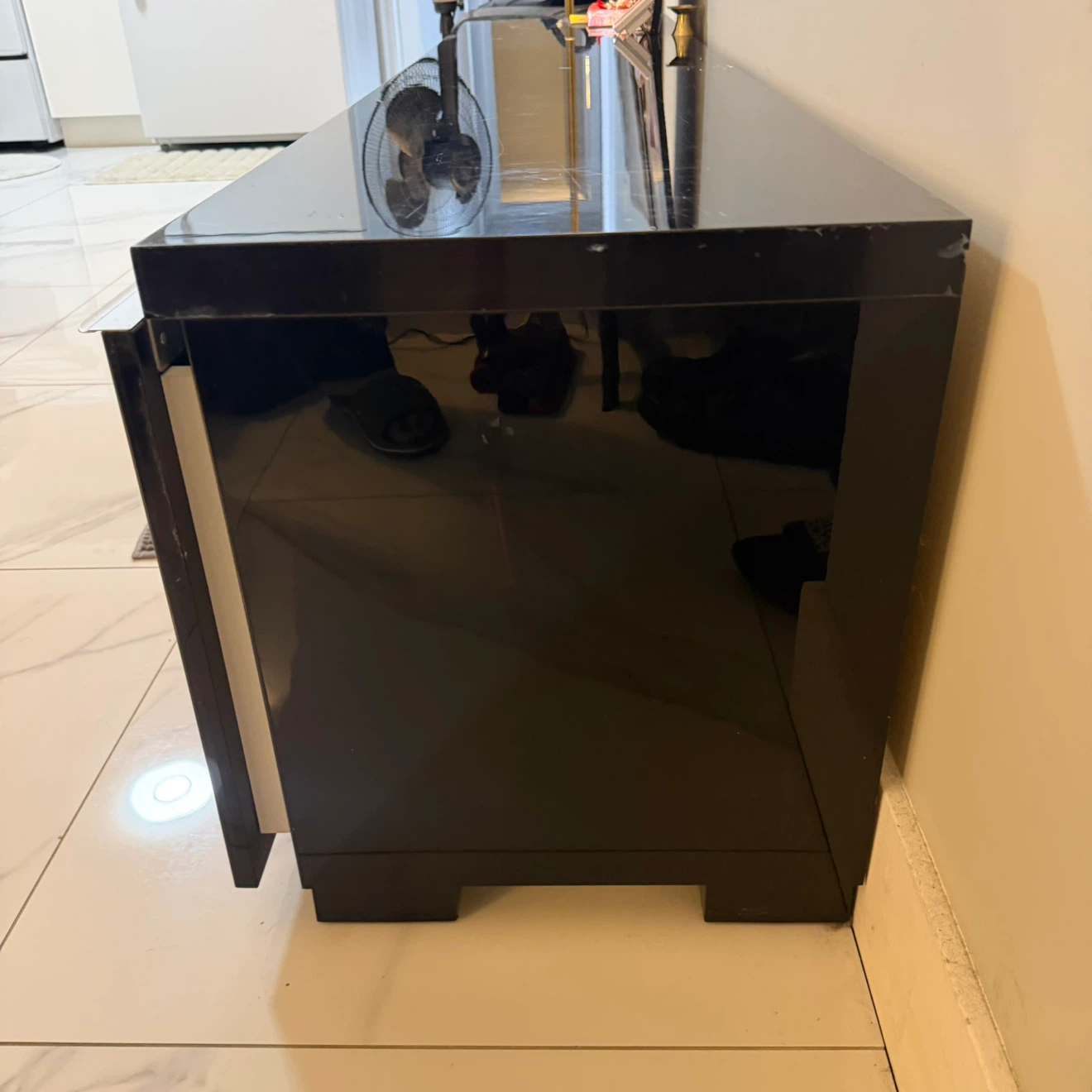 Black Media Console with Drawers and Cabinet - photo 4