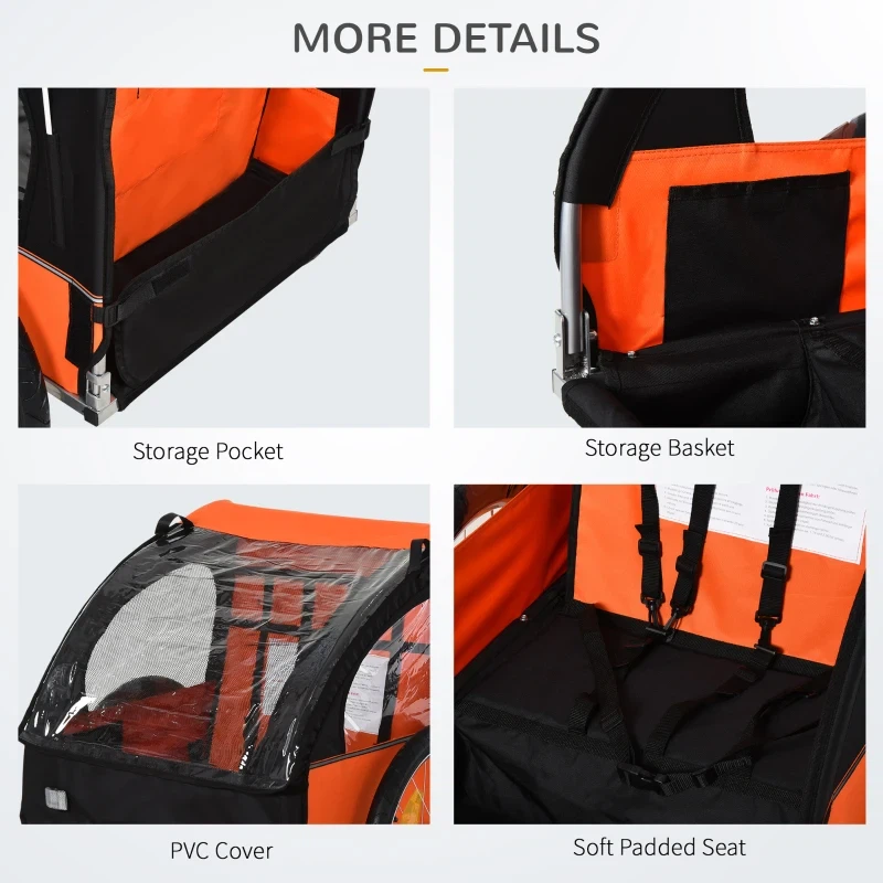 2-Seat Child Bike Trailer for Kids with a Strong Steel Frame - photo 4