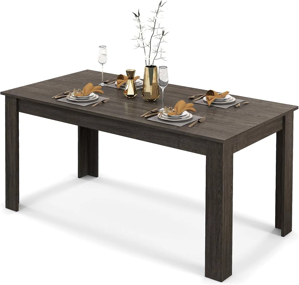 Dining Table for 4-6 People, 63” Rectangular Dining Room Table