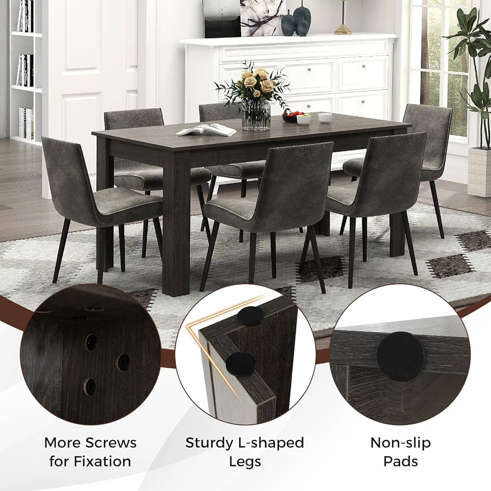 Dining Table for 4-6 People, 63” Rectangular Dining Room Table - photo 4