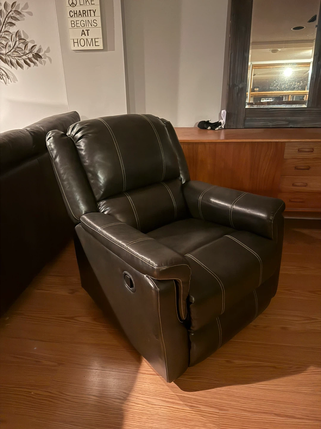 Dark Brown Faux Leather Recliner Chair