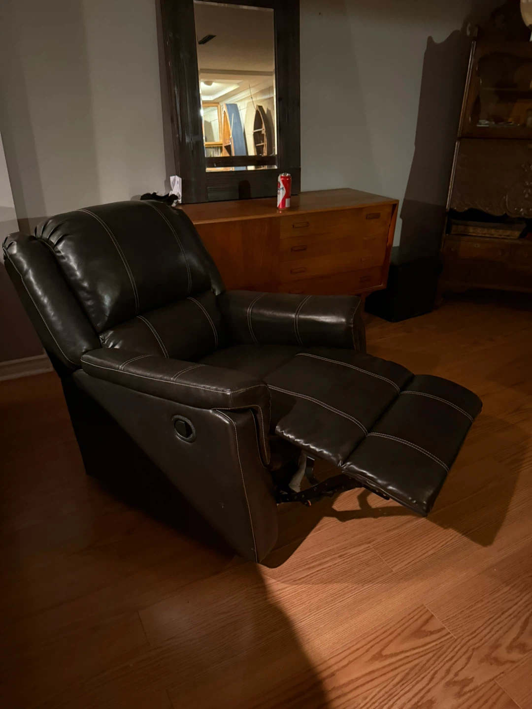 Dark Brown Faux Leather Recliner Chair - photo 2