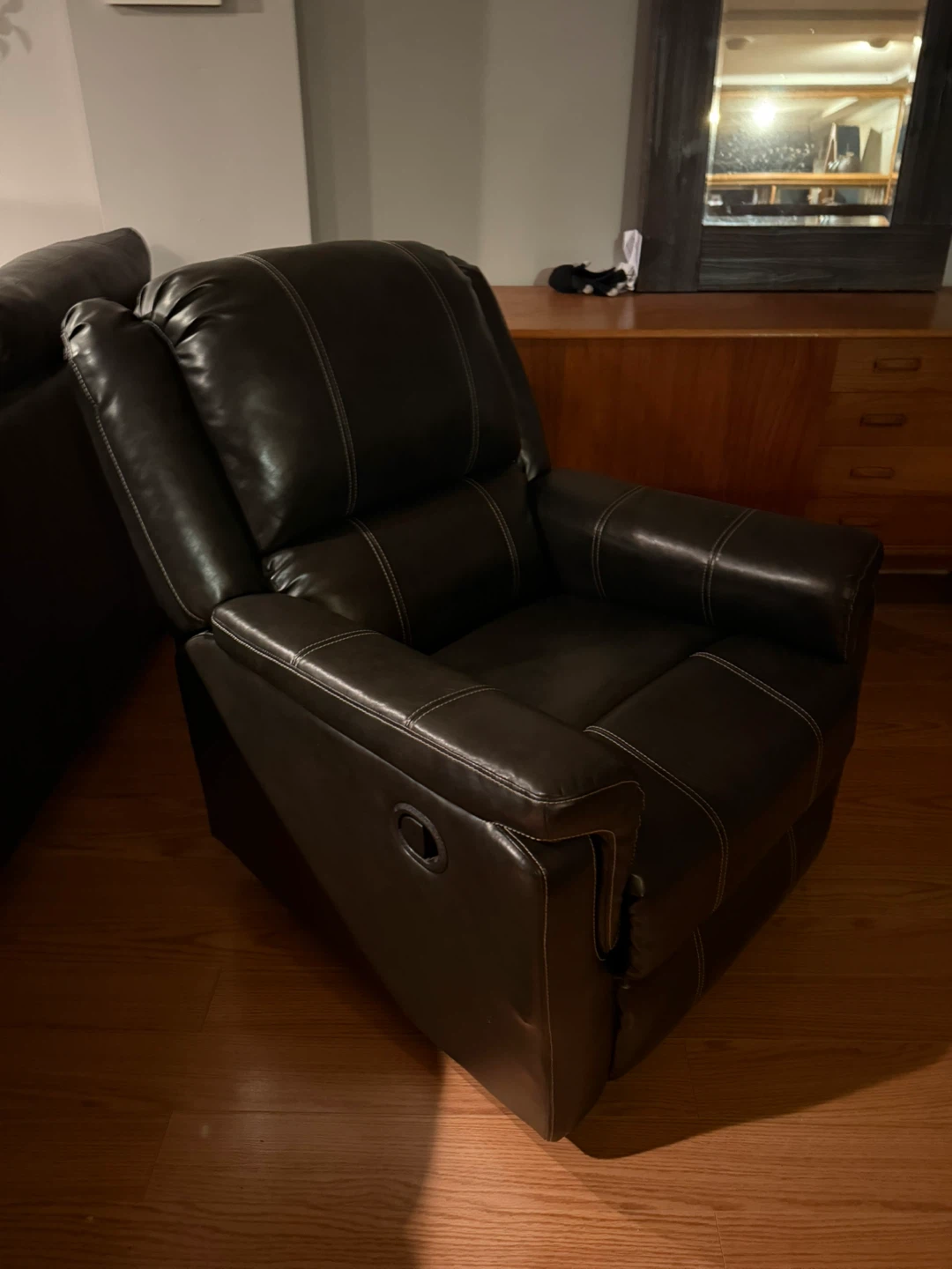 Dark Brown Faux Leather Recliner Chair - photo 3