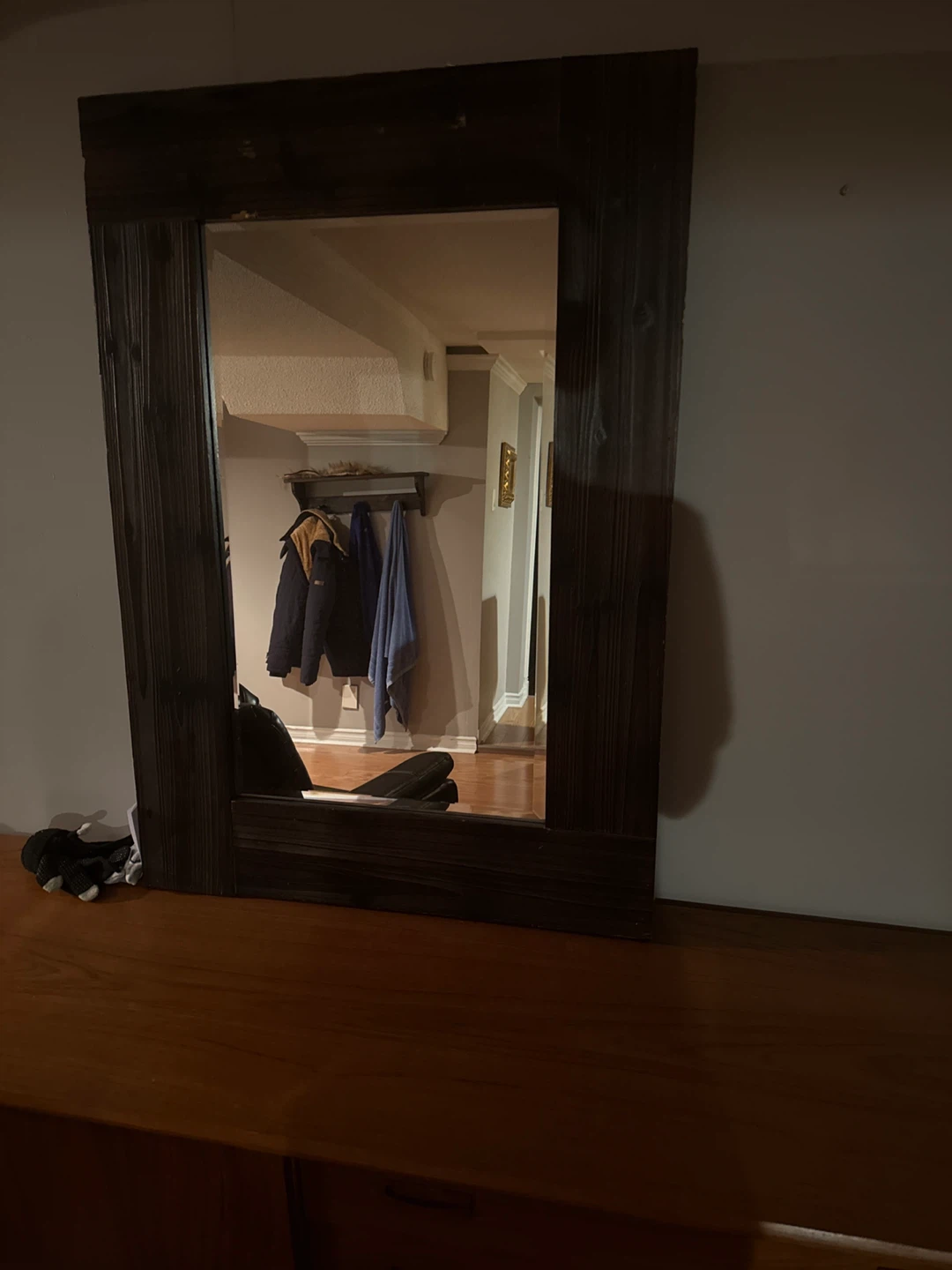 Rustic Dark Wood Framed Mirror