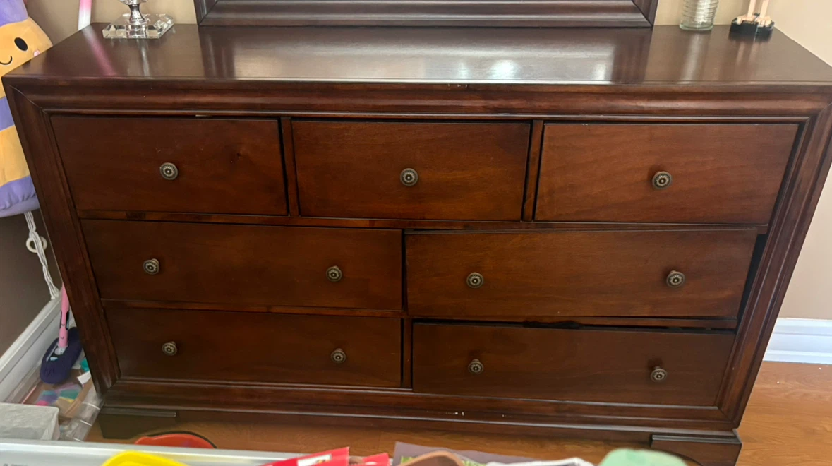 Dark Wood Dresser with Mirror