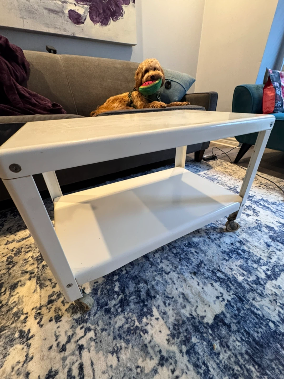 White metal rolling table