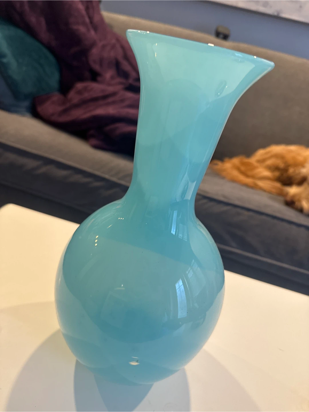 Blue glass vase