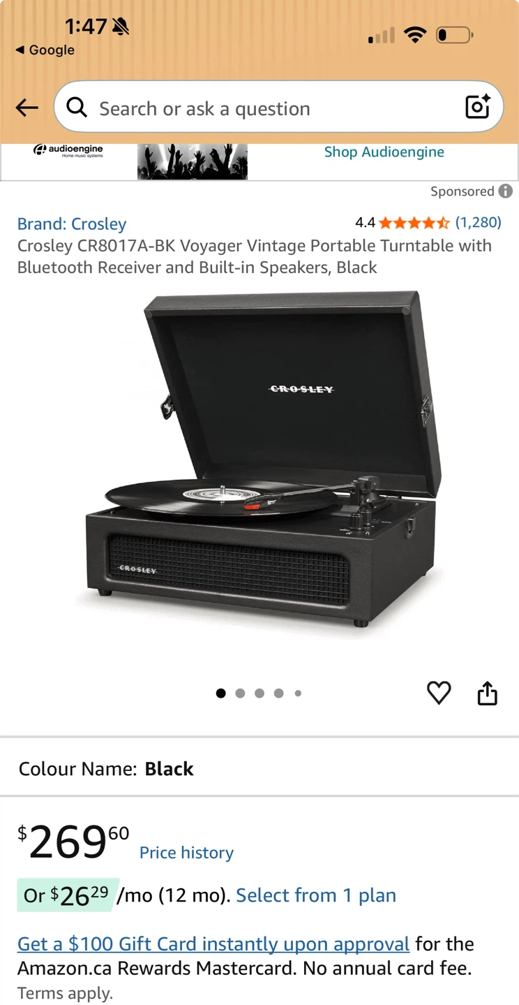 Crosley CR8017A-BK Voyager Vintage Portable Turntable - Black - photo 2