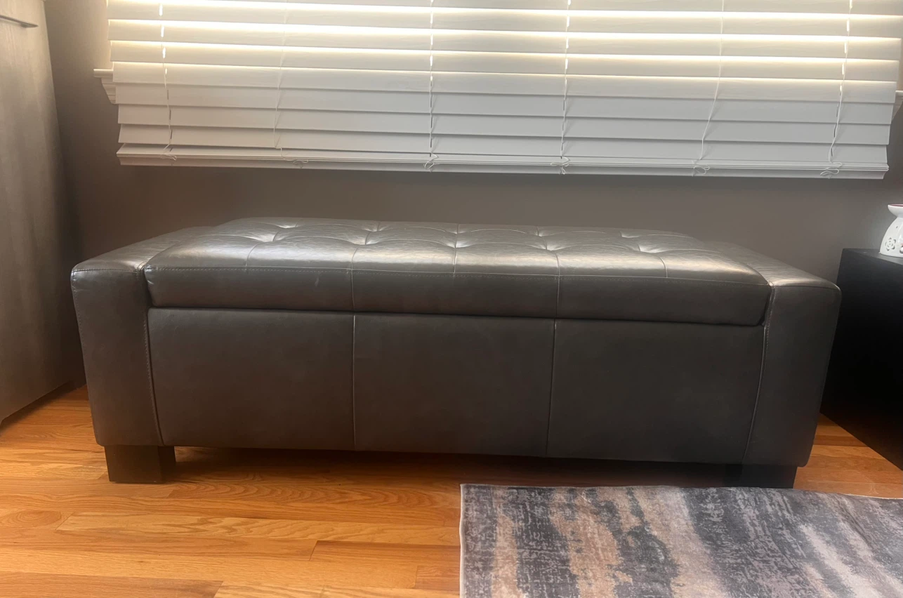 Dark Gray Tufted Storage Ottoman Bench