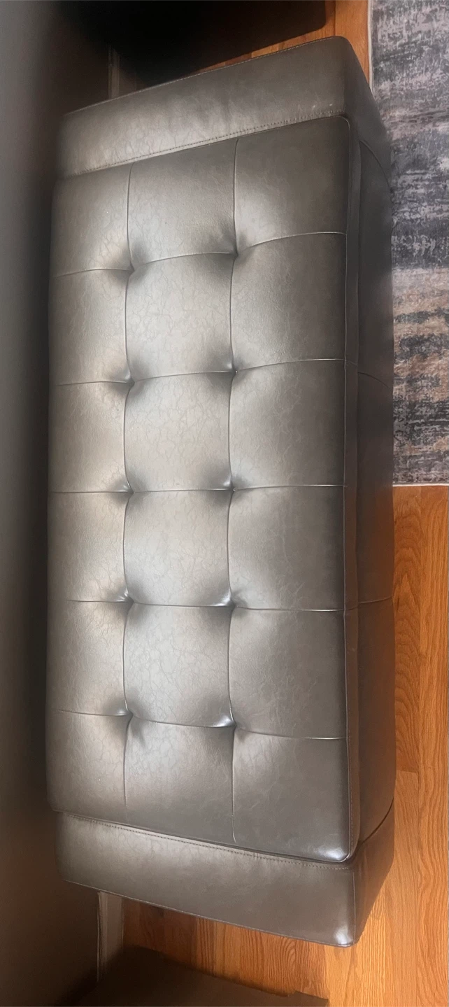 Dark Gray Tufted Storage Ottoman Bench - photo 3