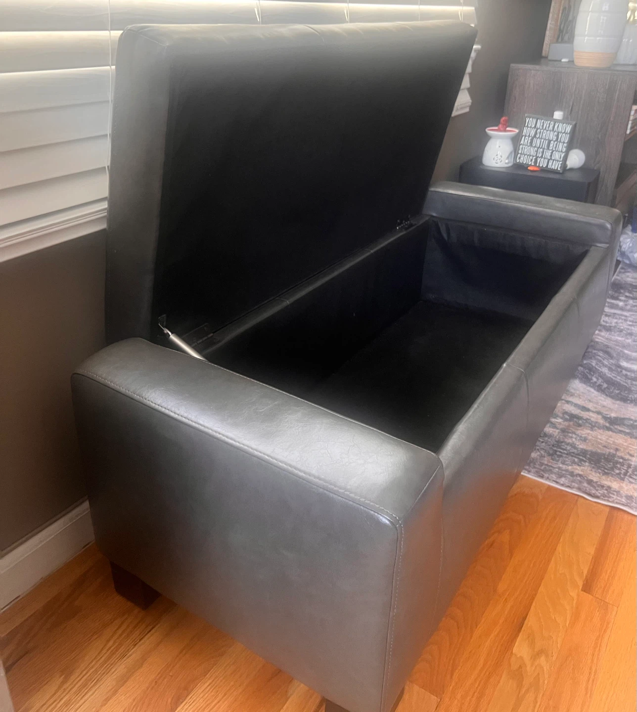 Dark Gray Tufted Storage Ottoman Bench - photo 4