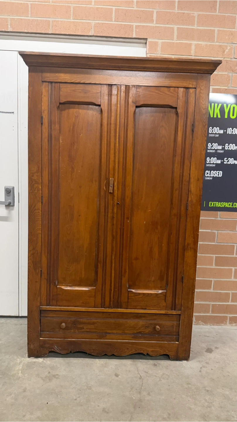 Vintage Wooden Armoire Wardrobe with Drawer