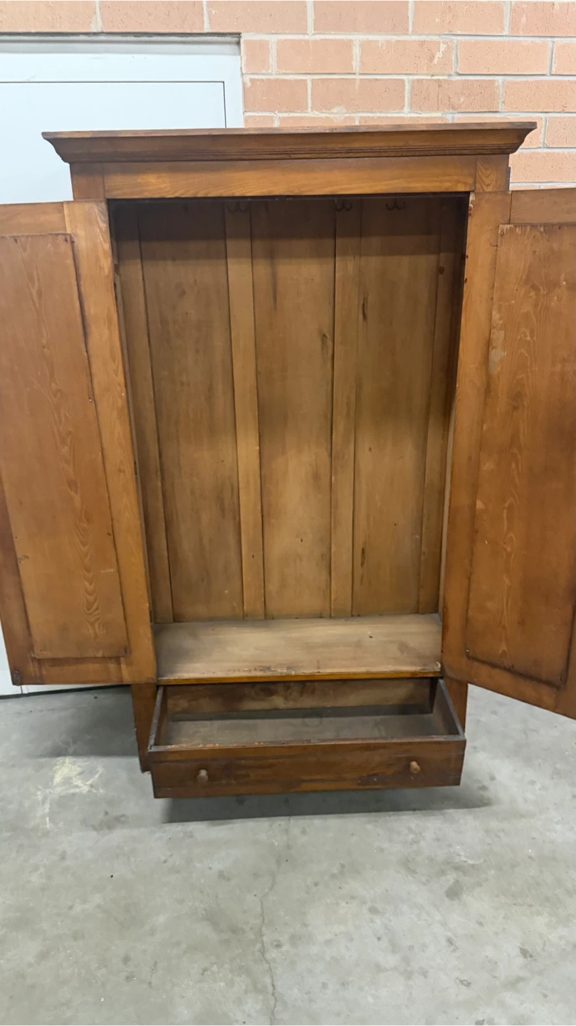 Vintage Wooden Armoire Wardrobe with Drawer - photo 3