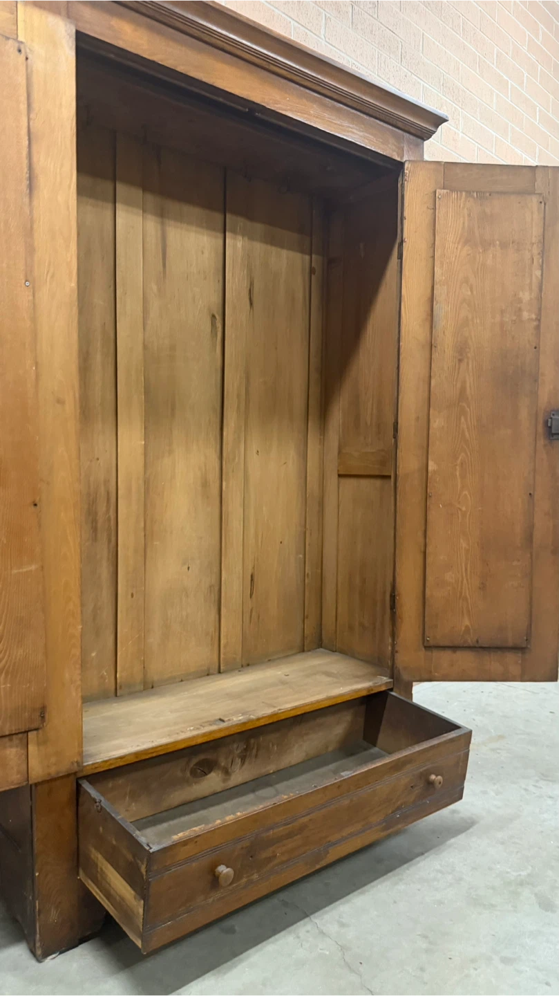 Vintage Wooden Armoire Wardrobe with Drawer - photo 4