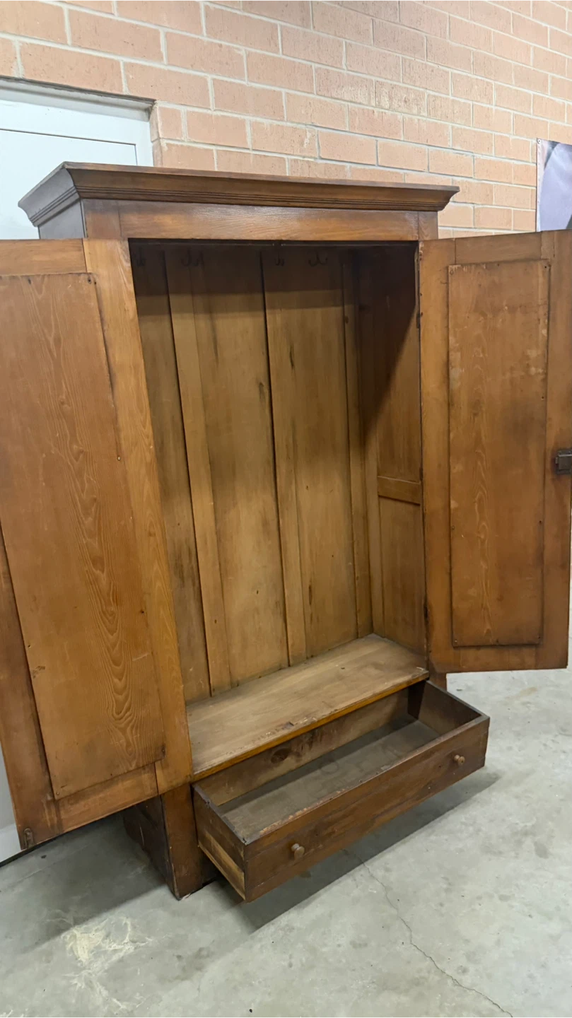 Vintage Wooden Armoire Wardrobe with Drawer - photo 5