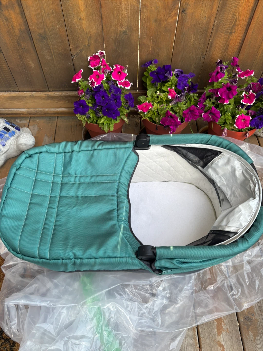 Teal Baby Bassinet Pram Attachment