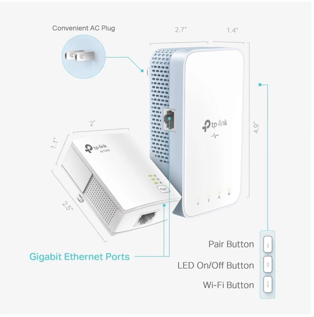 TP-Link AV1000 Powerline Wi-Fi Extender Kit (Open Box) - photo 3