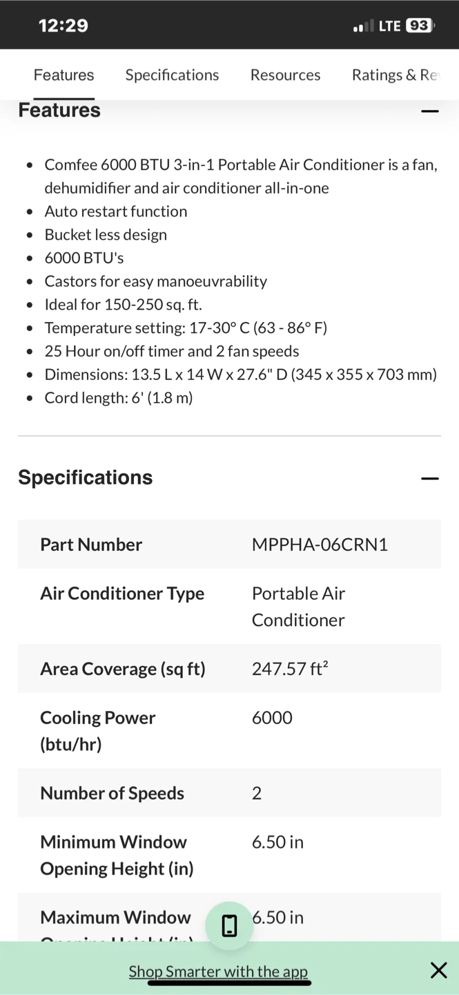 Comfee 3-in-1 Portable Air Conditioner/AC,6,000-BTU, White - photo 2