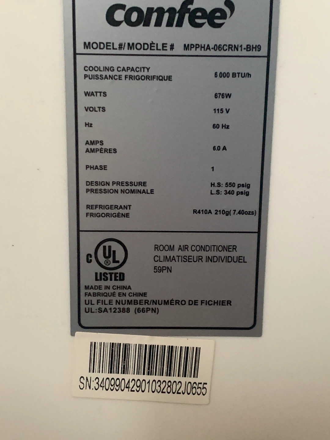 Comfee 3-in-1 Portable Air Conditioner/AC,6,000-BTU, White - photo 3