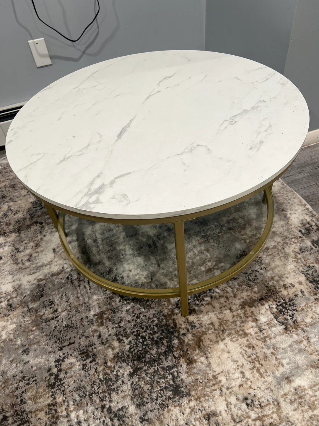 Oval Coffee Table with Faux Marble Top