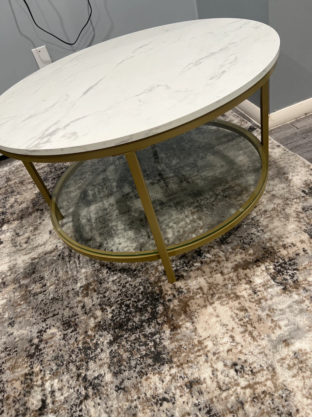 Oval Coffee Table with Faux Marble Top - photo 2