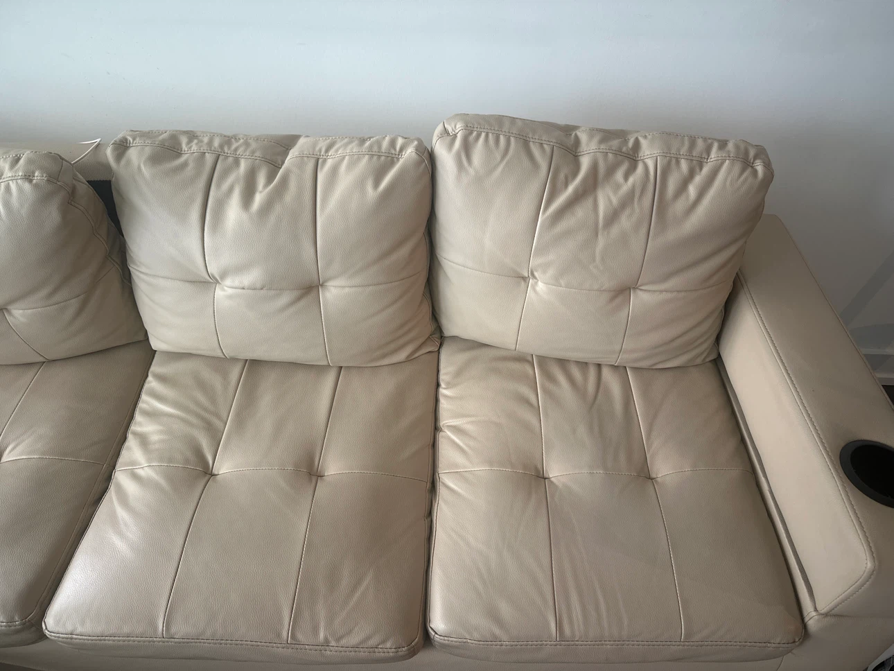 Beige Sectional Sofa with Chaise and Cup Holders - photo 3
