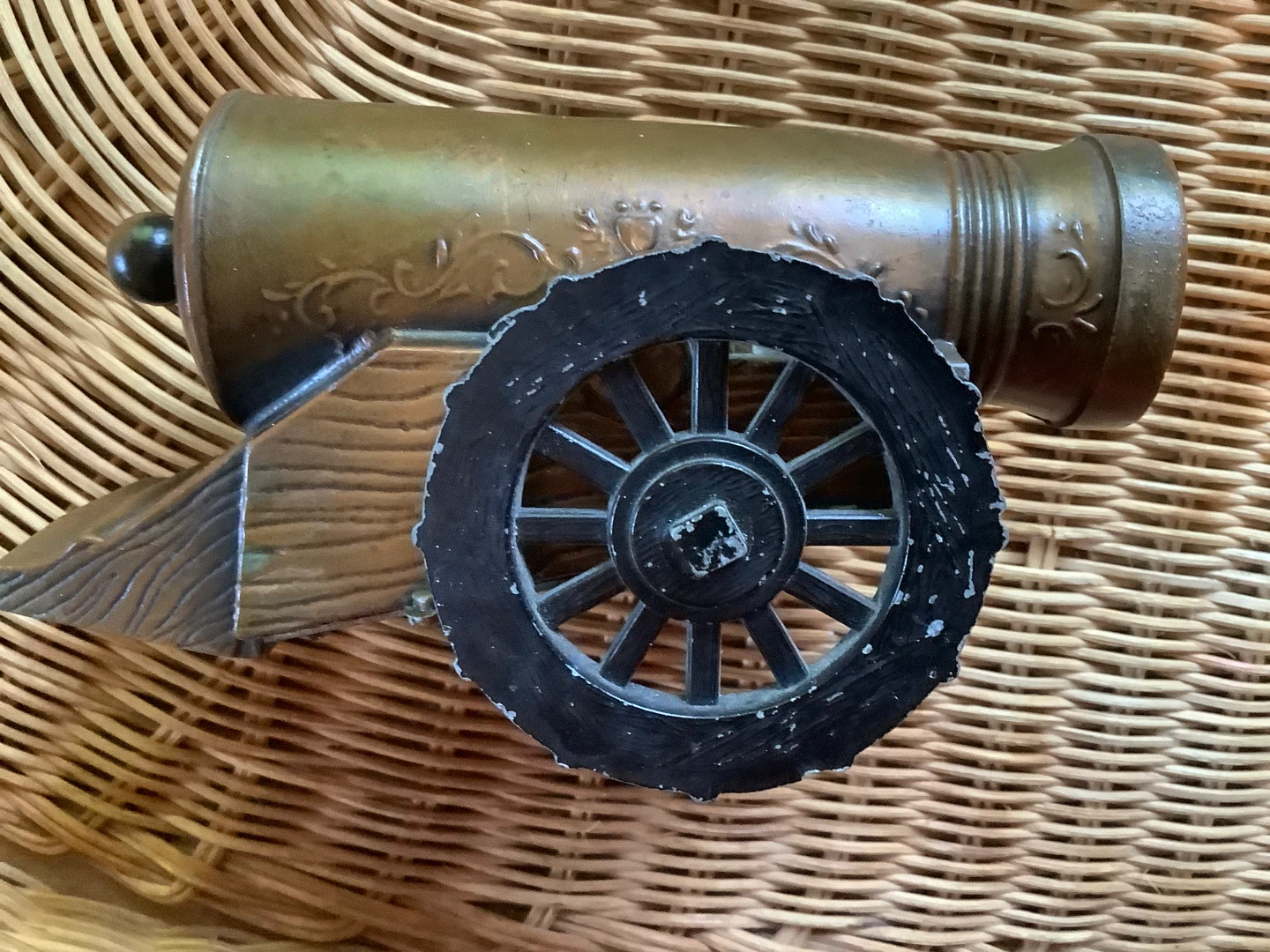Vtg Brass & Die Cast Metal Cannon Bank 🐞 - photo 2