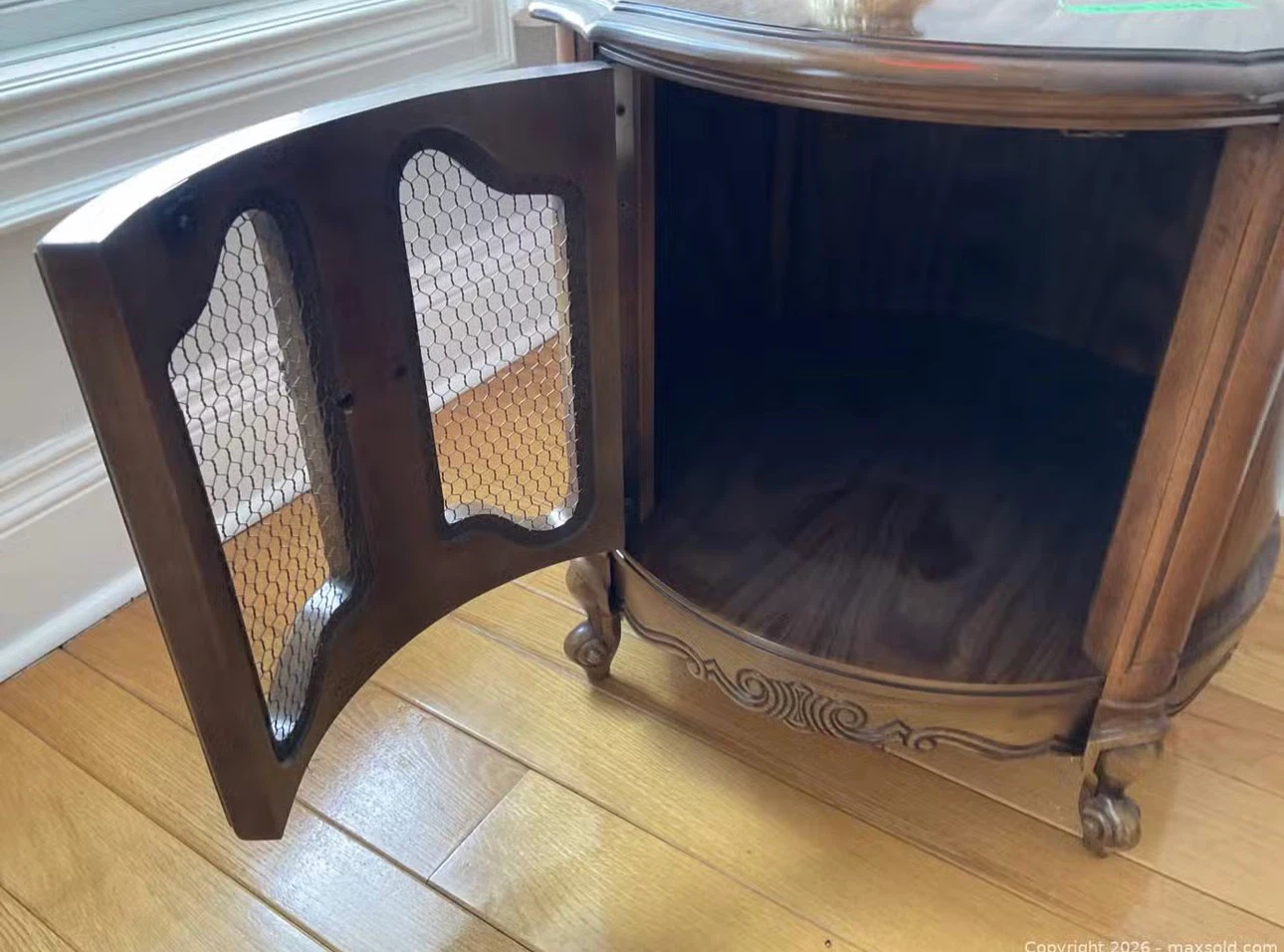 Vintage Wooden Accent Cabinet with Mesh Doors - photo 3