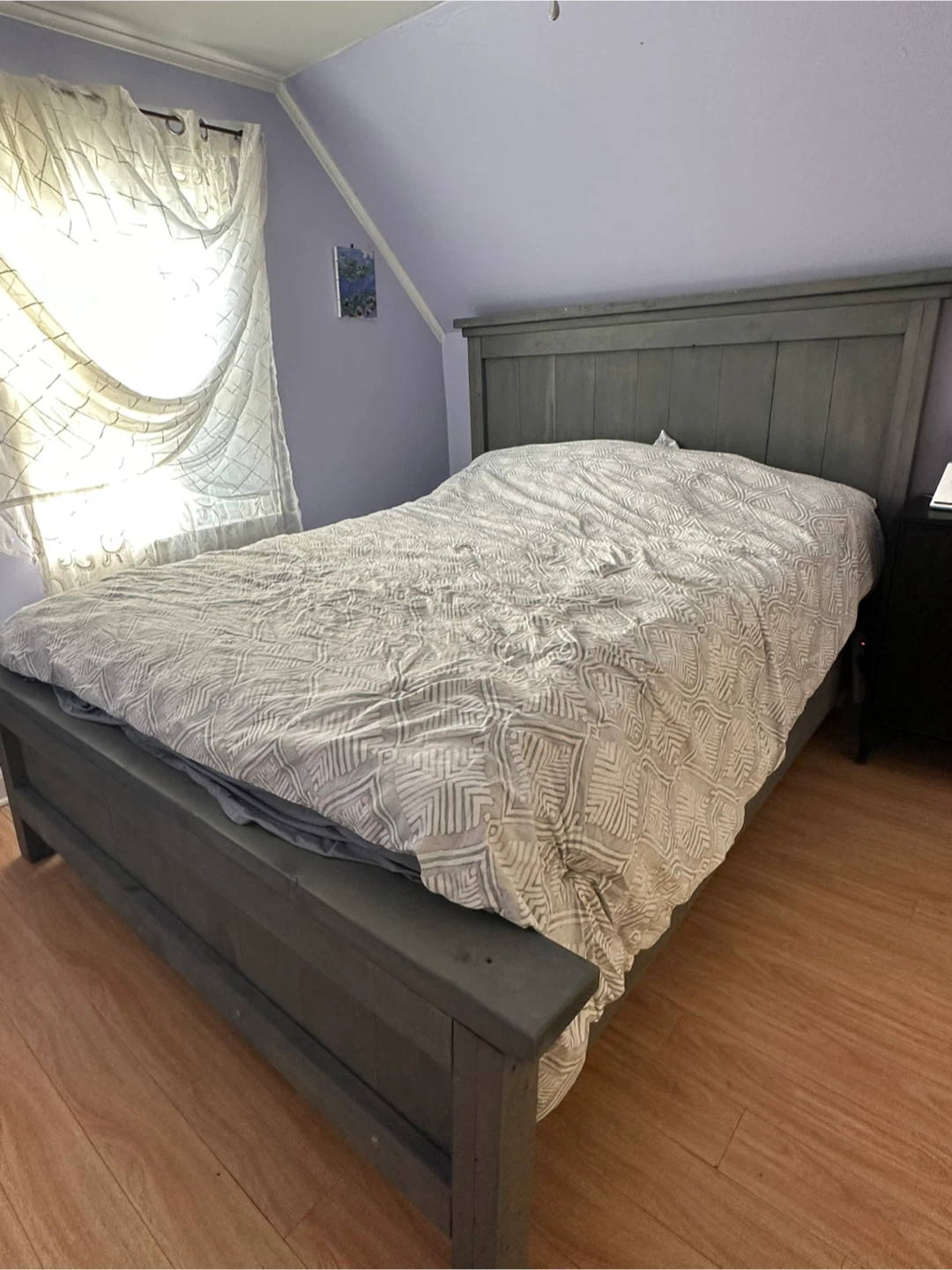 Grey Wooden Queen Bed Frame
