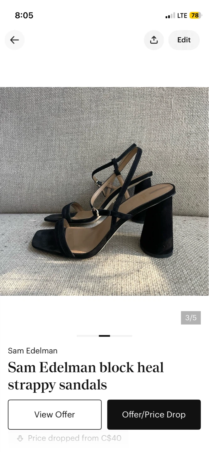 Sam Edelman Black Suede Block Heel Strappy Sandals - photo 3