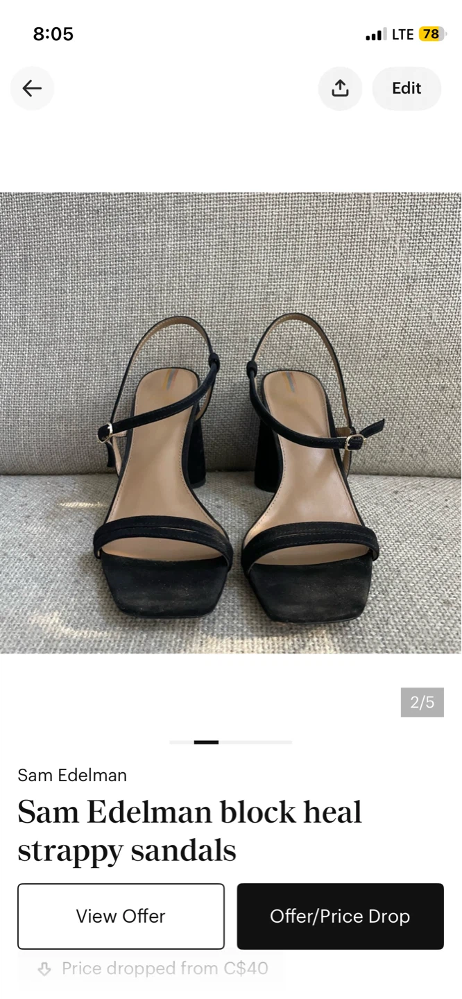 Sam Edelman Black Suede Block Heel Strappy Sandals - photo 2