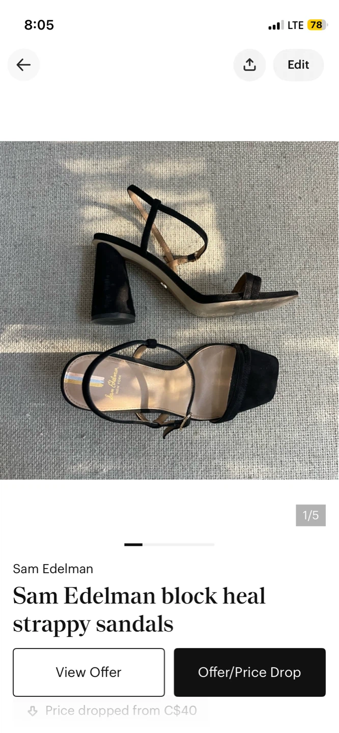Sam Edelman Black Suede Block Heel Strappy Sandals