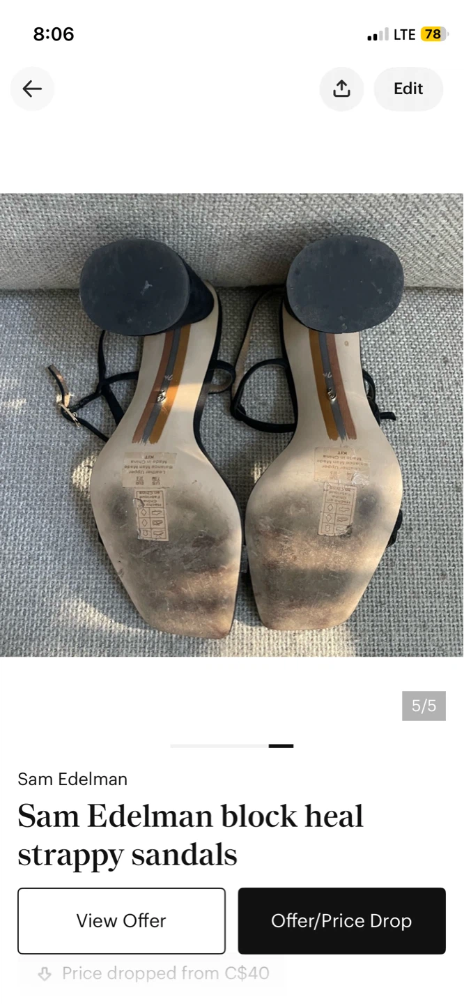 Sam Edelman Black Suede Block Heel Strappy Sandals - photo 5