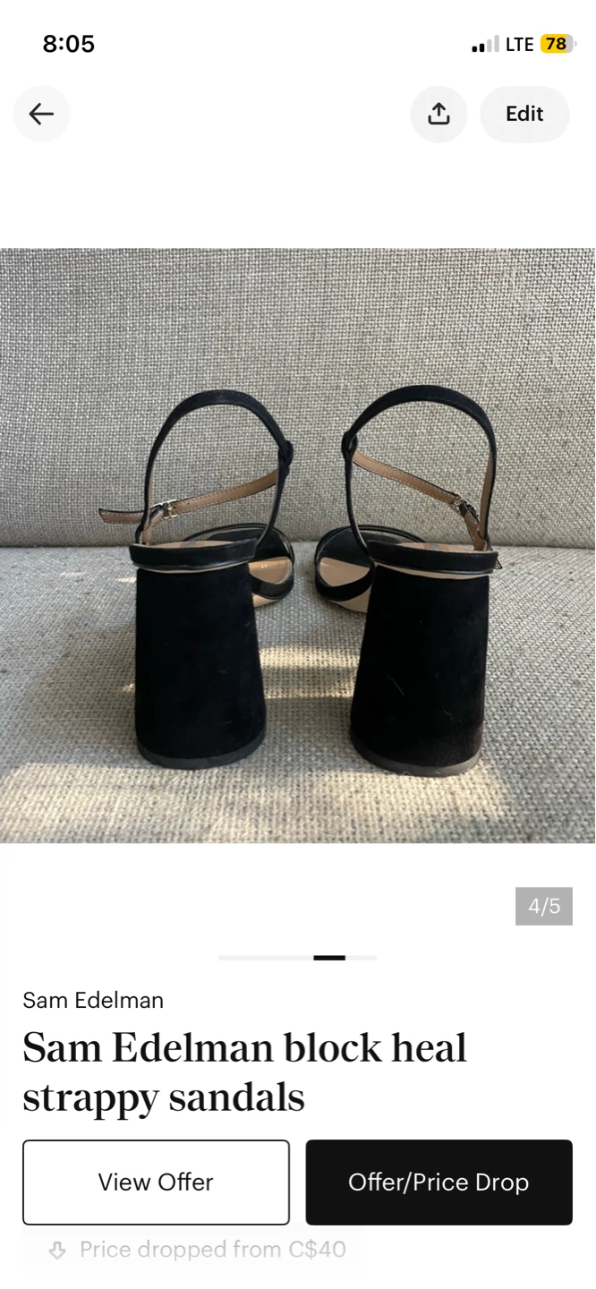 Sam Edelman Black Suede Block Heel Strappy Sandals - photo 4