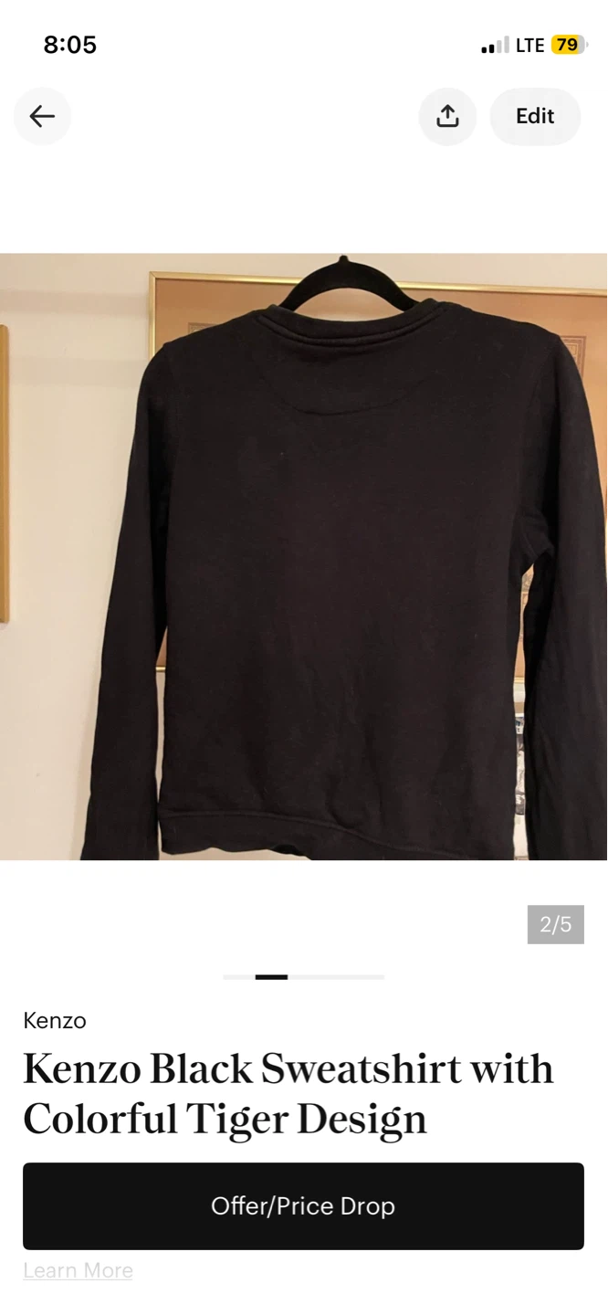 Kenzo Black Sweatshirt with Colorful Tiger Design - photo 2