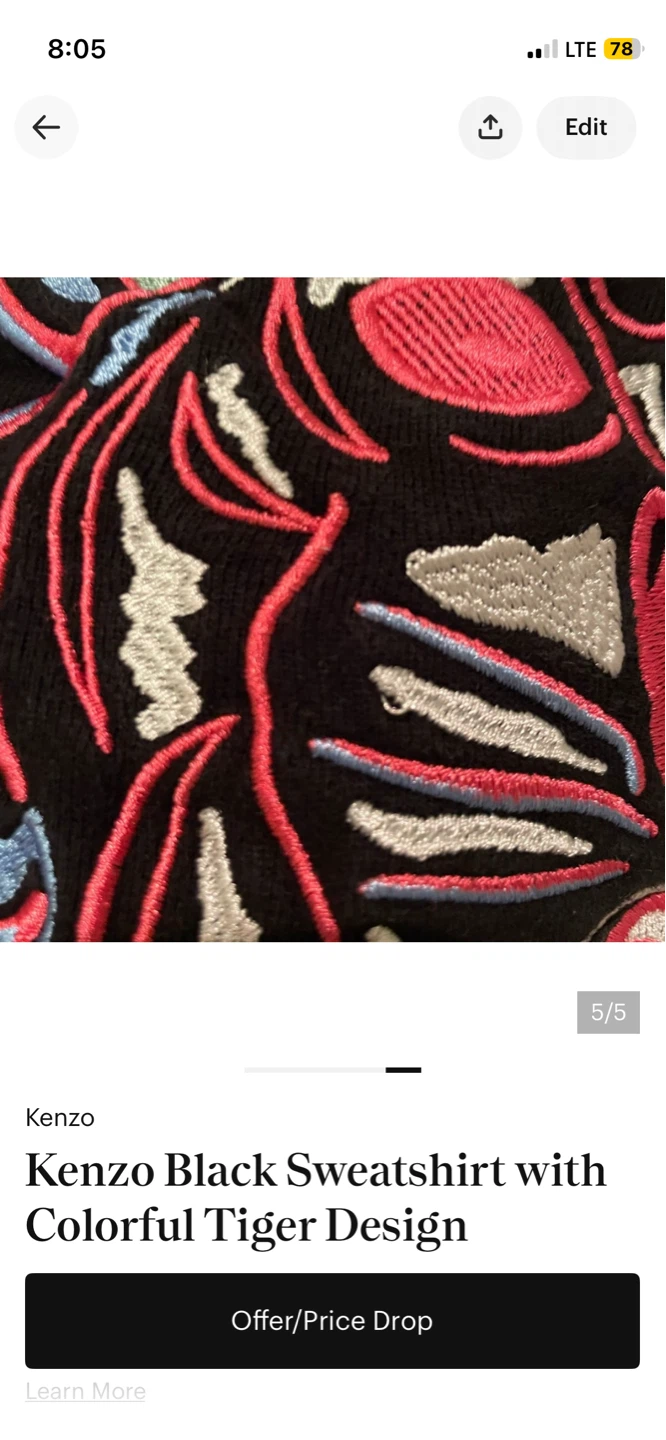 Kenzo Black Sweatshirt with Colorful Tiger Design - photo 5