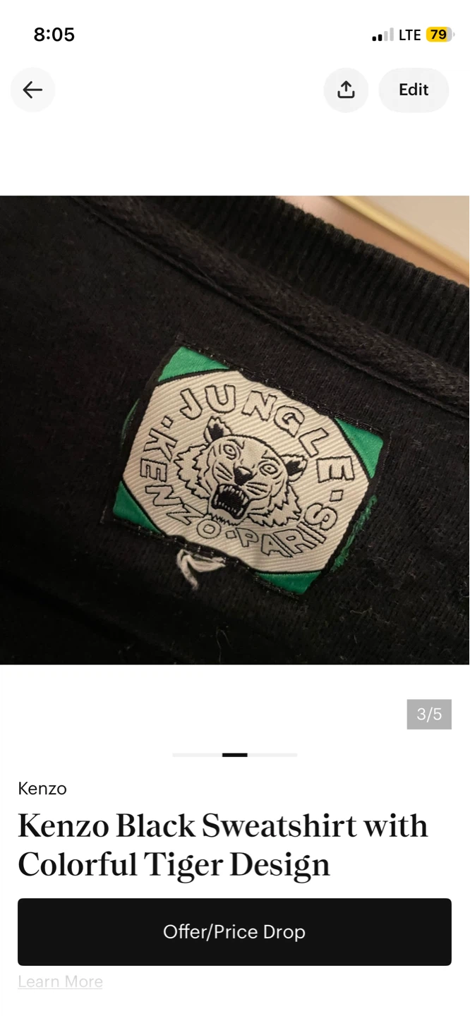 Kenzo Black Sweatshirt with Colorful Tiger Design - photo 3