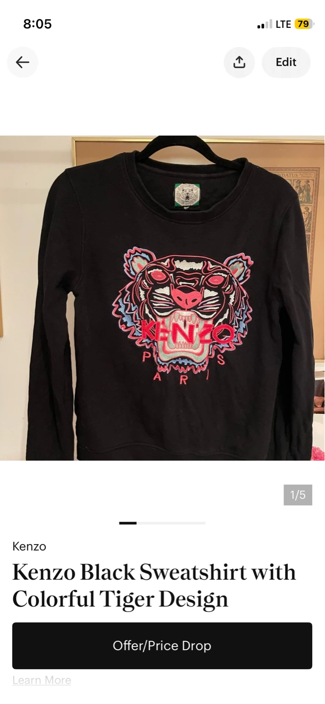 Kenzo Black Sweatshirt with Colorful Tiger Design